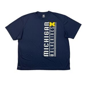 Genuine Stuff Michigan Wolverines T Shirt Mens 2XL Nautical Dri Tek Short Sleeve